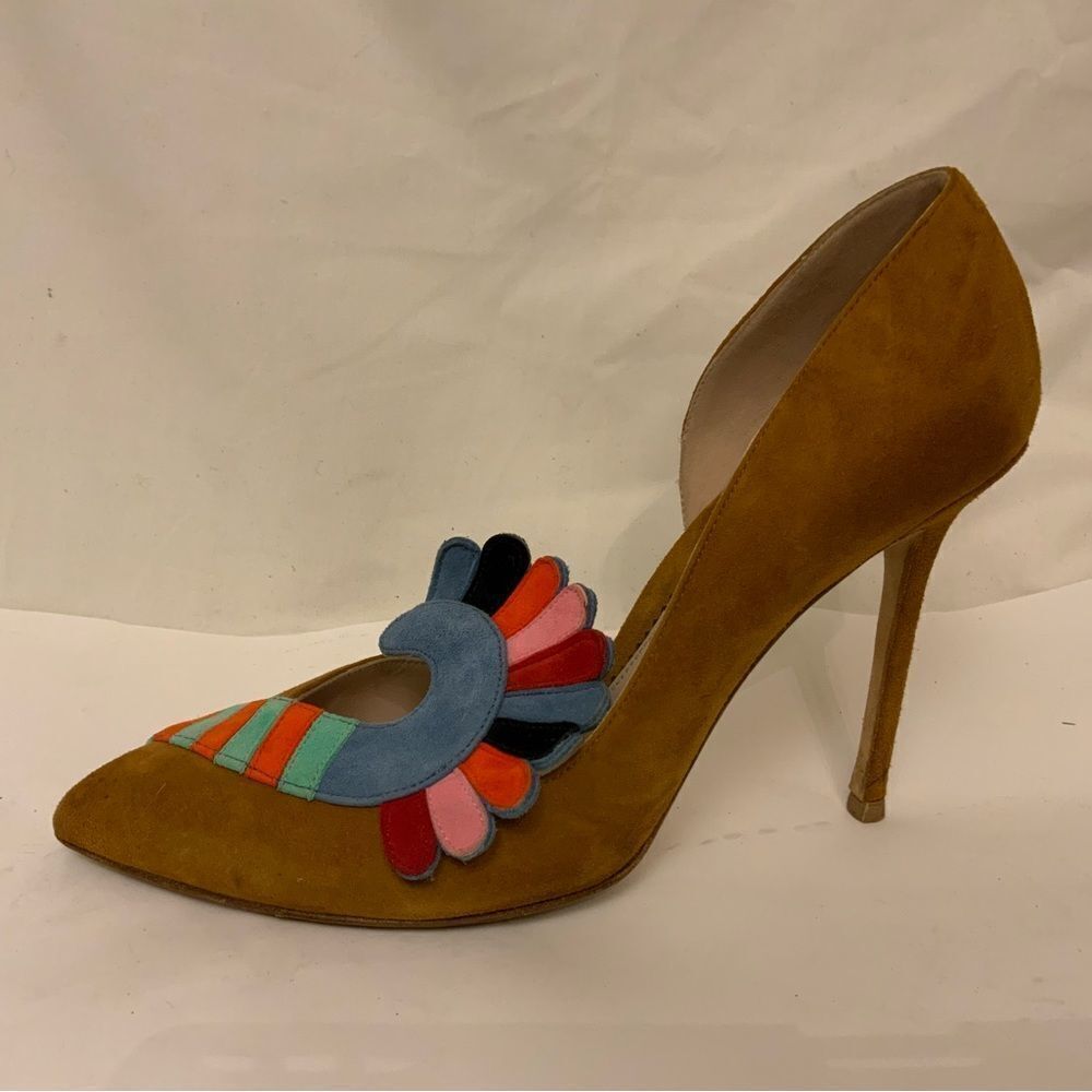 Paula Cademartori Womens Stiletto multicolor  Beige Suede Size 39